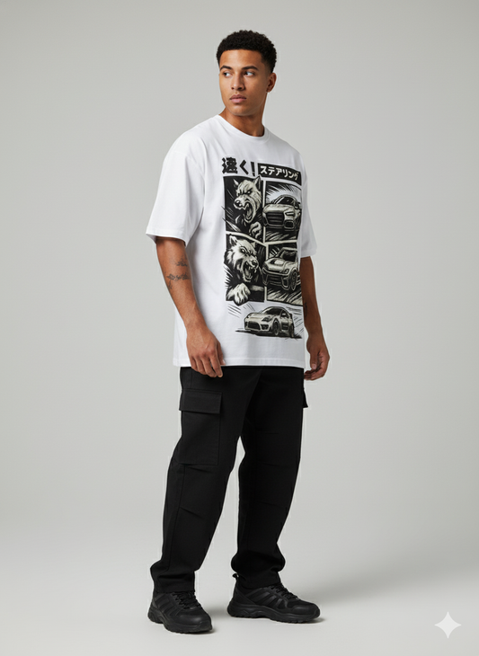 Manga Wolf T-Shirt | Oversized Heavyweight Tee | Arvitan